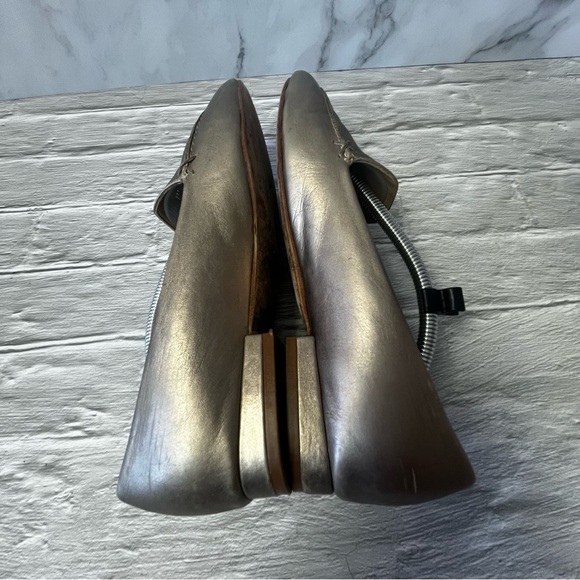 Poppy Barley Gold Metallic Leather Loafer Slides - Picture 4 of 16